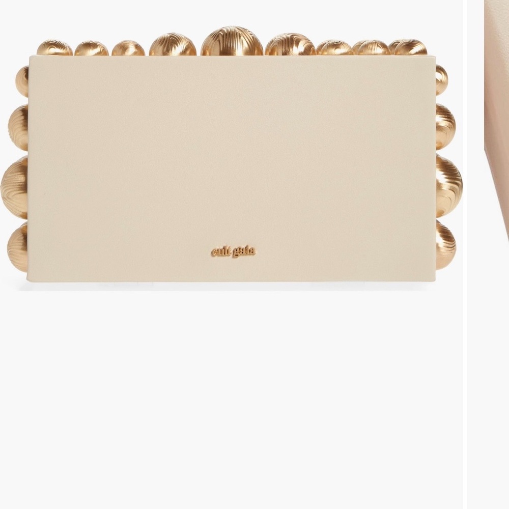 Cult Gaia Beige and Gold Clutch